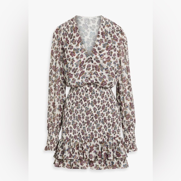 Veronica Beard Dresses & Skirts - Veronica Beard Saera Floral Smocked Chiffon Mini Dress Size 8